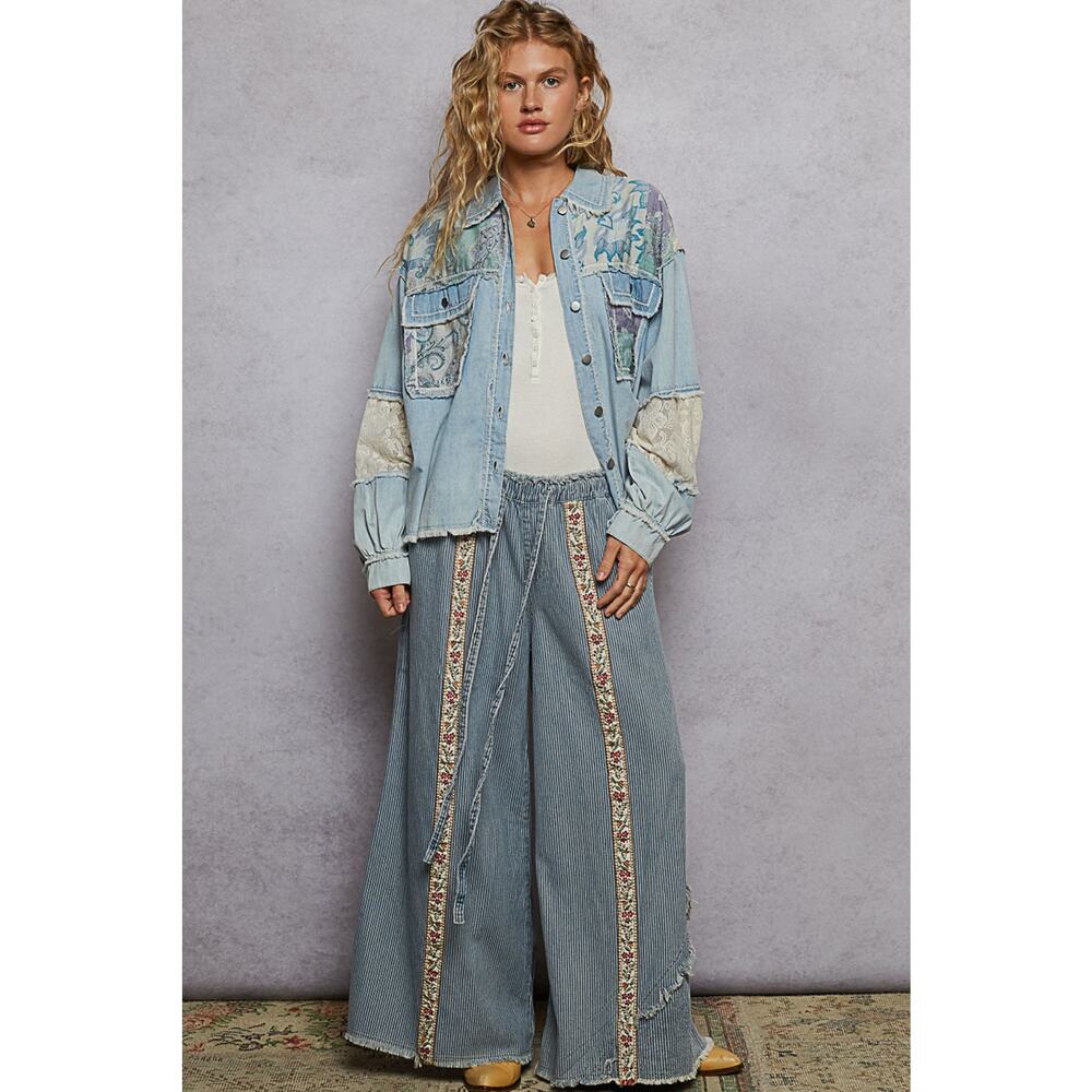 Pol Light Blue Patchwork Denim Jacket - image 5